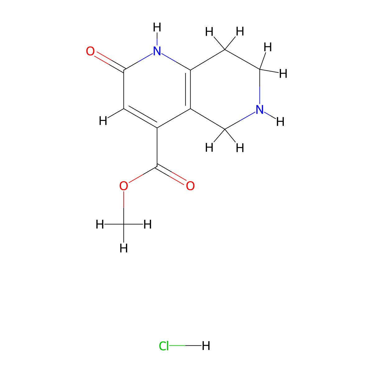 Methyl 2-oxo-1,2,5,6,7,8-hexahydro-1,6-naphthyridine-4-carboxylate hydrochloride molecular structure, CAS 1706446-76-5