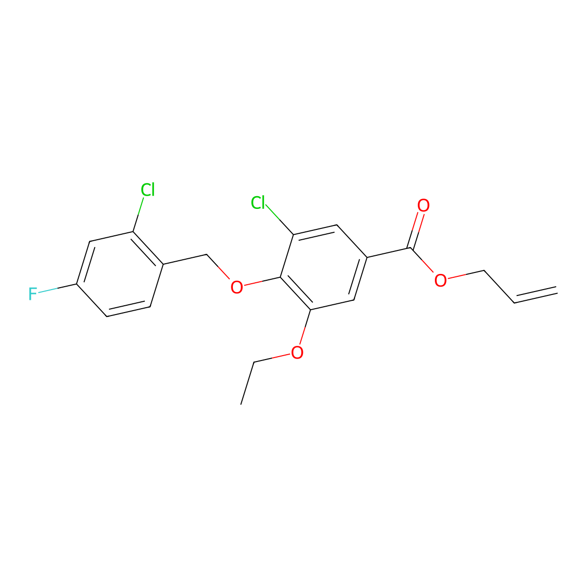 Allyl 3-chloro-4-[(2-chloro-4-fluorobenzyl)oxy]-5-ethoxybenzoate molecular structure, CAS 1706446-77-6