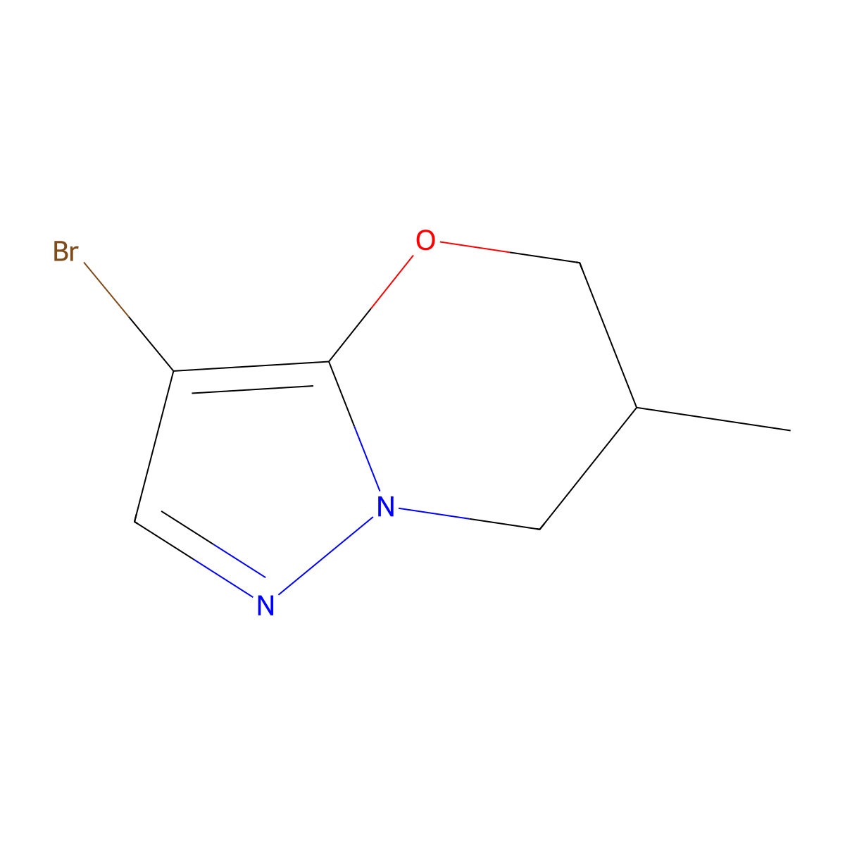 3-Bromo-6-methyl-6,7-dihydro-5H-pyrazolo[5,1-b][1,3]oxazine molecular structure, CAS 1706446-80-1