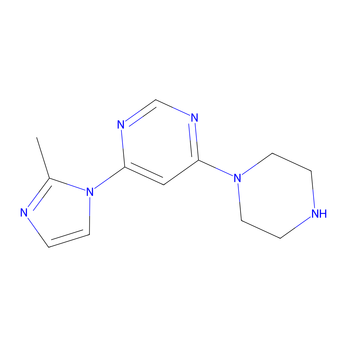 4-(2-methyl-1H-imidazol-1-yl)-6-(piperazin-1-yl)pyrimidine molecular structure, CAS 1706446-94-7