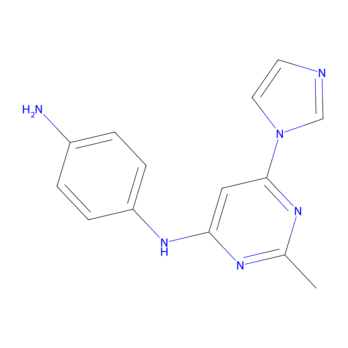 N1-(6-(1H-imidazol-1-yl)-2-methylpyrimidin-4-yl)benzene-1,4-diamine molecular structure, CAS 1706446-98-1