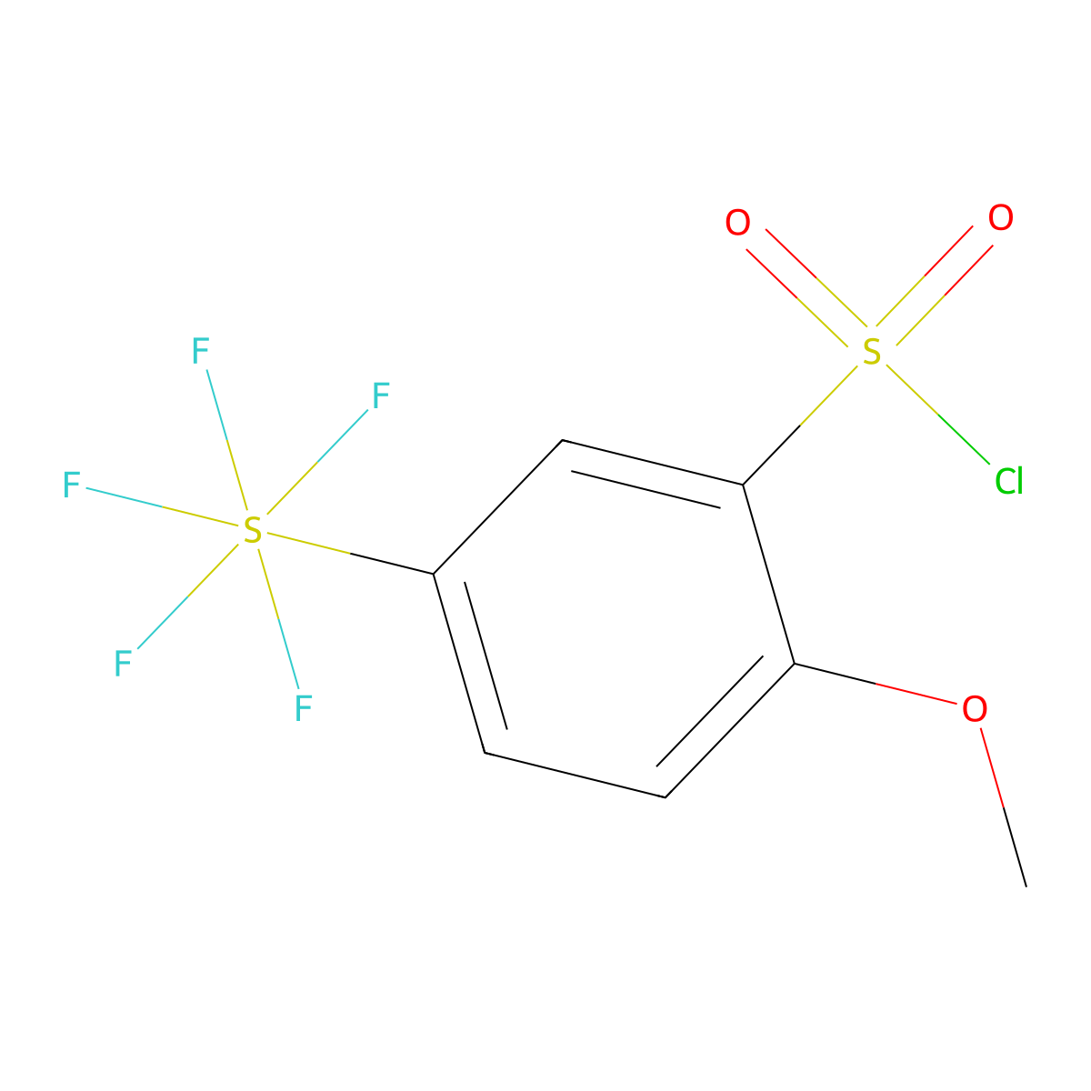 2-Methoxy-5-(pentafluorosulfur)benzenesulfonyl chloride molecular structure, CAS 1706447-05-3