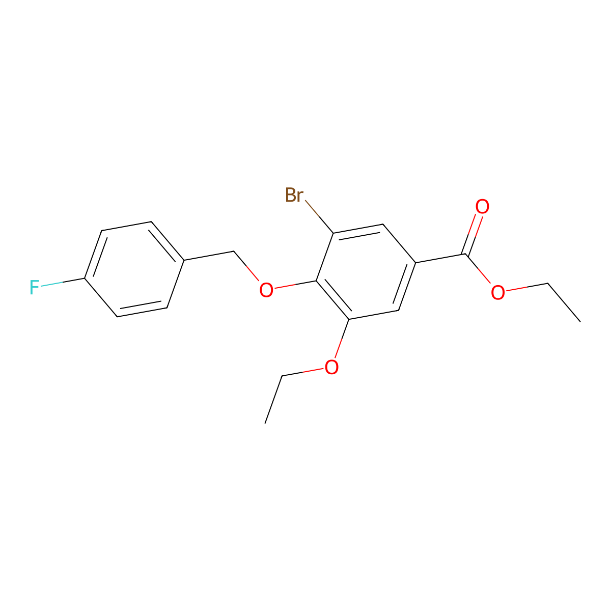Ethyl 3-bromo-5-ethoxy-4-((4-fluorobenzyl)oxy)benzoate molecular structure, CAS 1706447-31-5