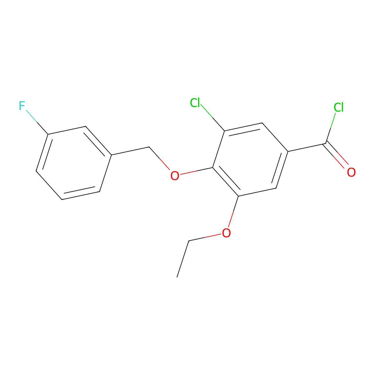 3-Chloro-5-ethoxy-4-[(3-fluorobenzyl)oxy]benzoyl chloride molecular structure, CAS 1706447-60-0
