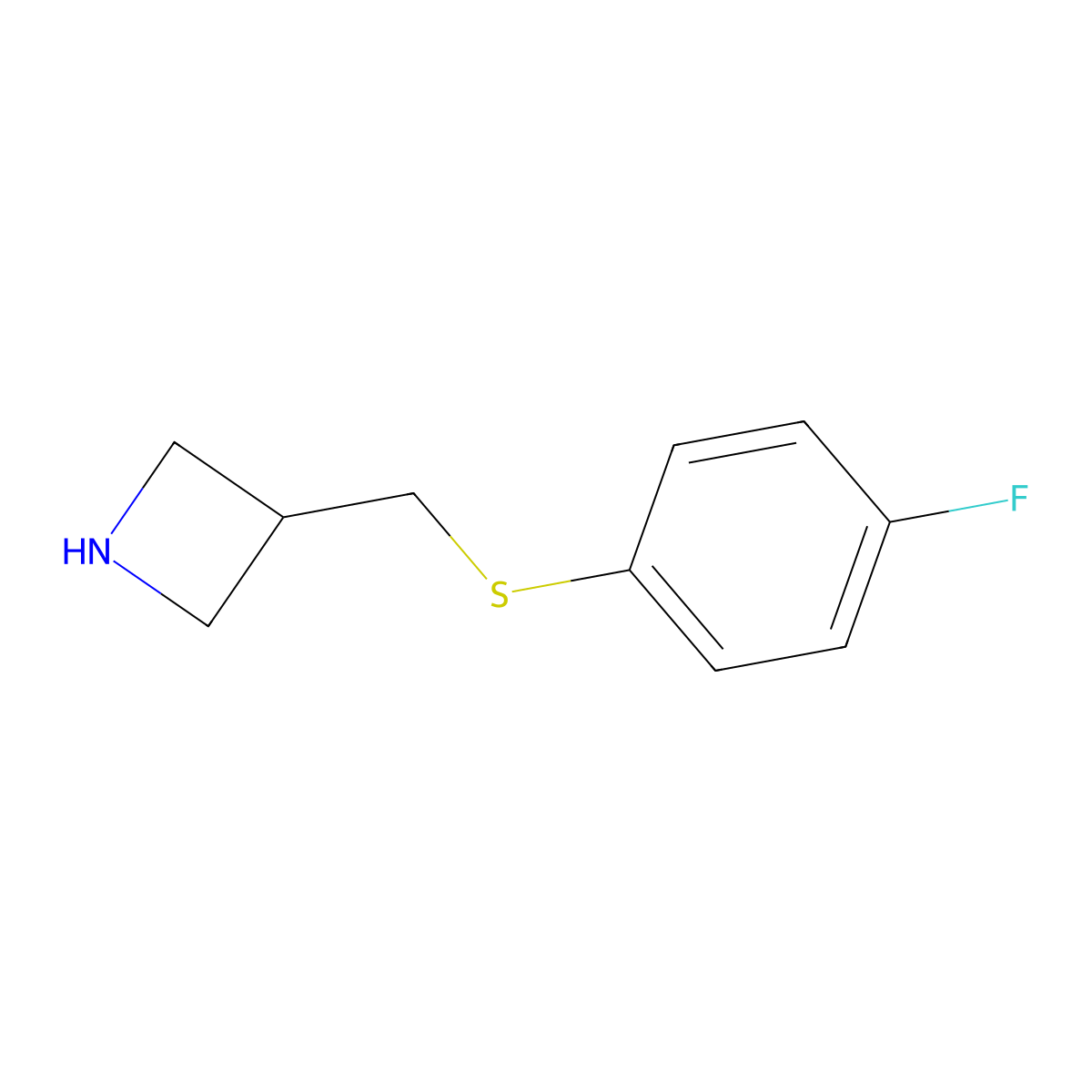 3-{[(4-Fluorophenyl)sulfanyl]methyl}azetidine molecular structure, CAS 1706448-02-3