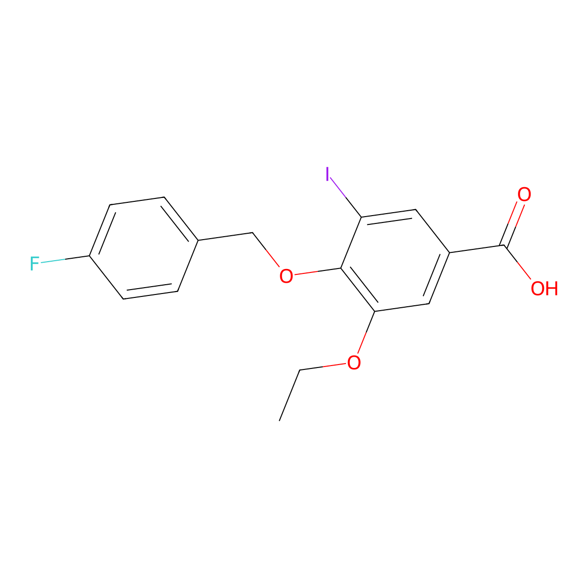 3-Ethoxy-4-[(4-fluorobenzyl)oxy]-5-iodobenzoic acid molecular structure, CAS 1706448-14-7