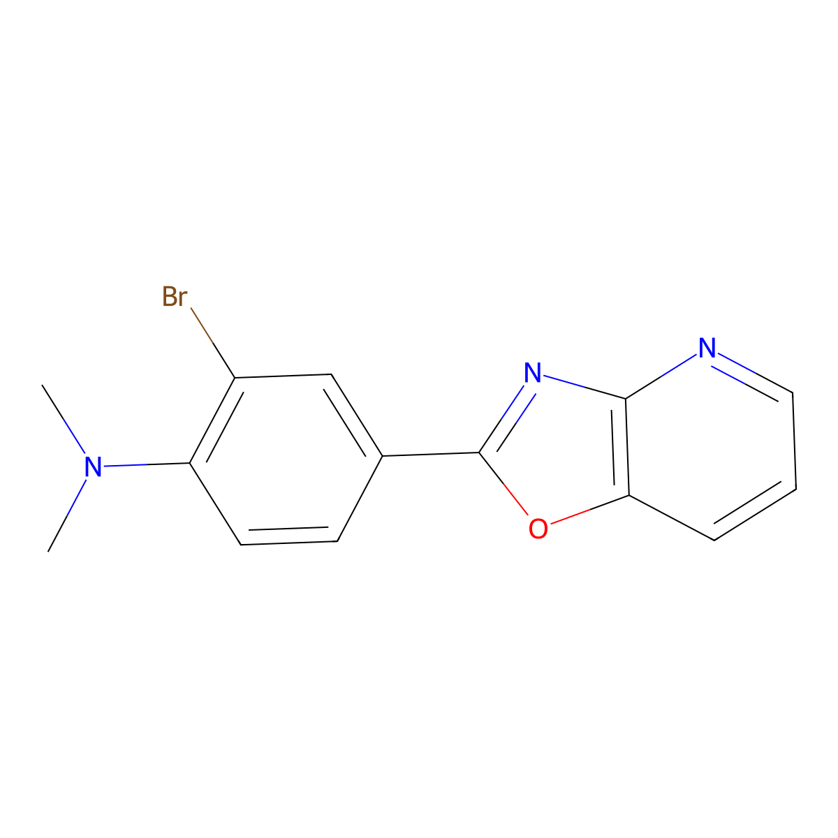 2-Bromo-N,N-dimethyl-4-(oxazolo[4,5-b]pyridin-2-yl)aniline molecular structure, CAS 1706448-43-2