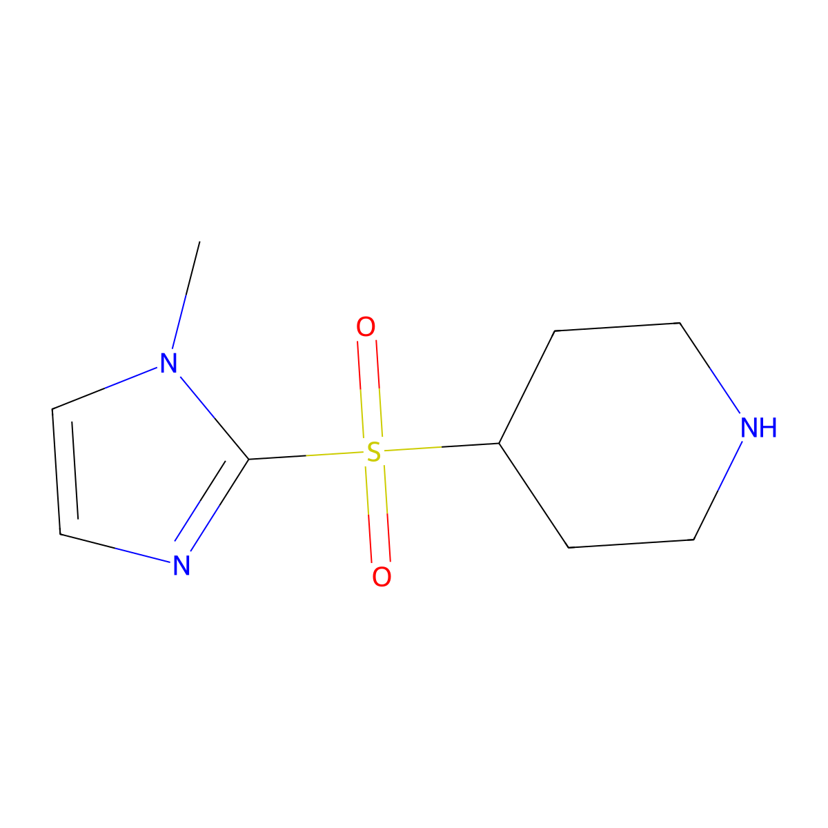 4-((1-Methyl-1H-imidazol-2-yl)sulfonyl)piperidine molecular structure, CAS 1706448-77-2