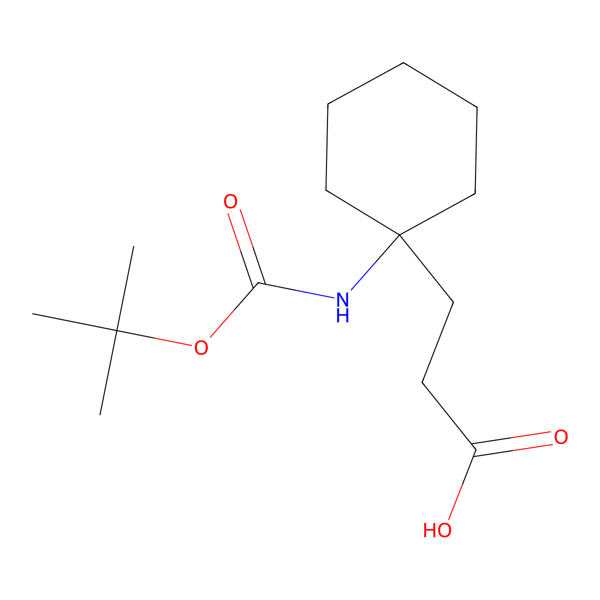 3-(1-(((Tert-butoxy)carbonyl)amino)cyclohexyl)propanoic acid molecular structure, CAS 1706448-90-9