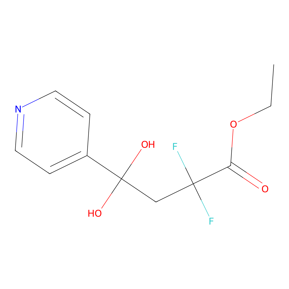 Ethyl 2,2-difluoro-4,4-dihydroxy-4-pyridin-4-ylbutanoate molecular structure, CAS 1706449-05-9