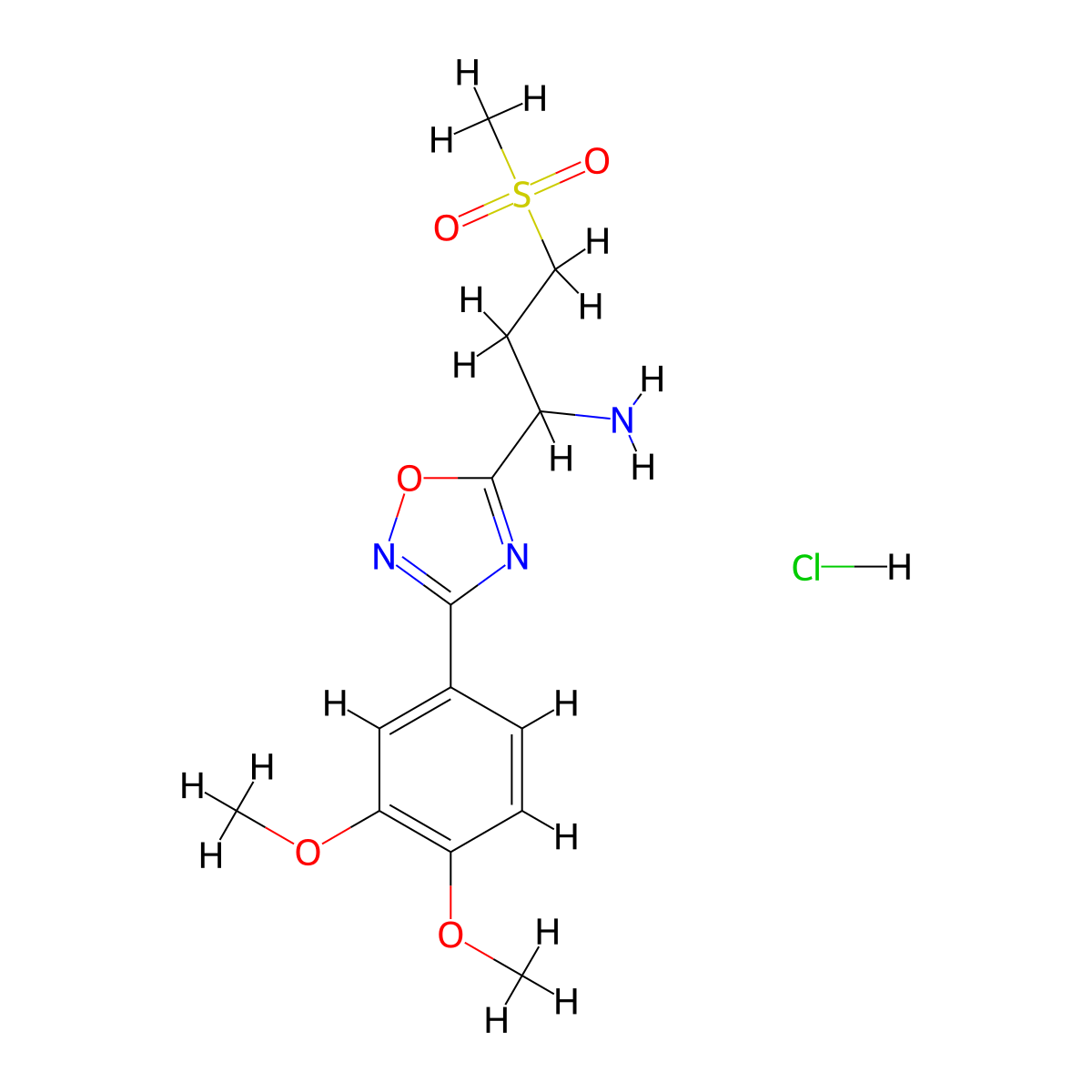 1-[3-(3,4-Dimethoxyphenyl)-1,2,4-oxadiazol-5-yl]-3-methanesulfonylpropan-1-amine hydrochloride molecular structure, CAS 1706449-16-2