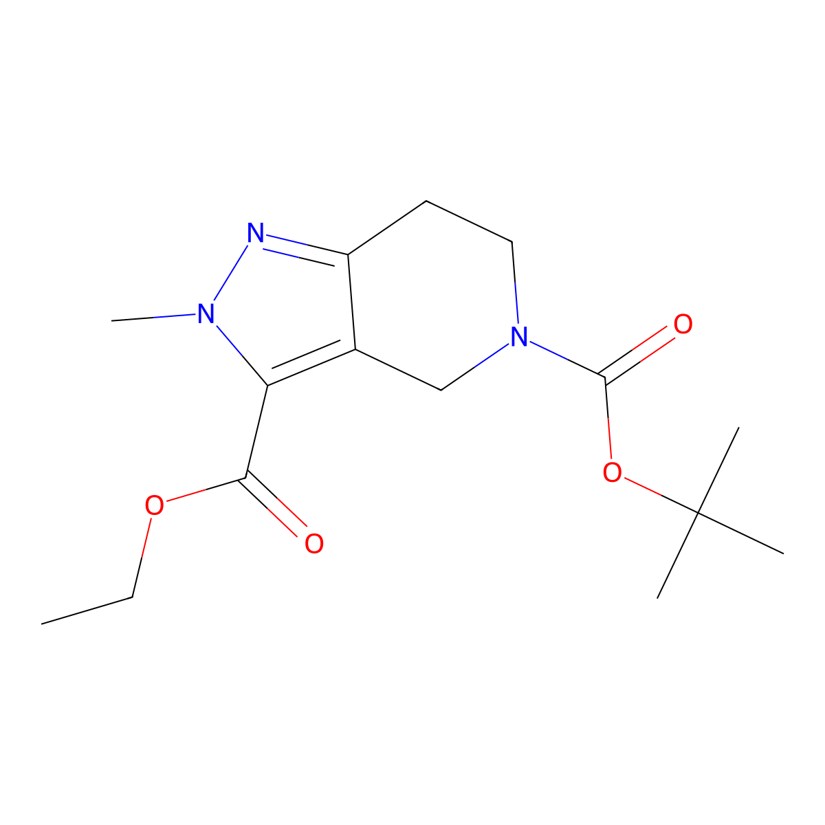5-tert-butyl 3-ethyl 2-methyl-2H,4H,5H,6H,7H-pyrazolo[4,3-c]pyridine-3,5-dicarboxylate molecular structure, CAS 1706449-45-7