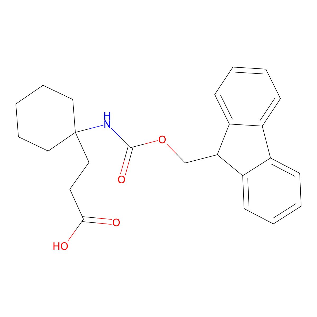 3-[1-({[(9H-fluoren-9-yl)methoxy]carbonyl}amino)cyclohexyl]propanoic acid molecular structure, CAS 1706449-55-9
