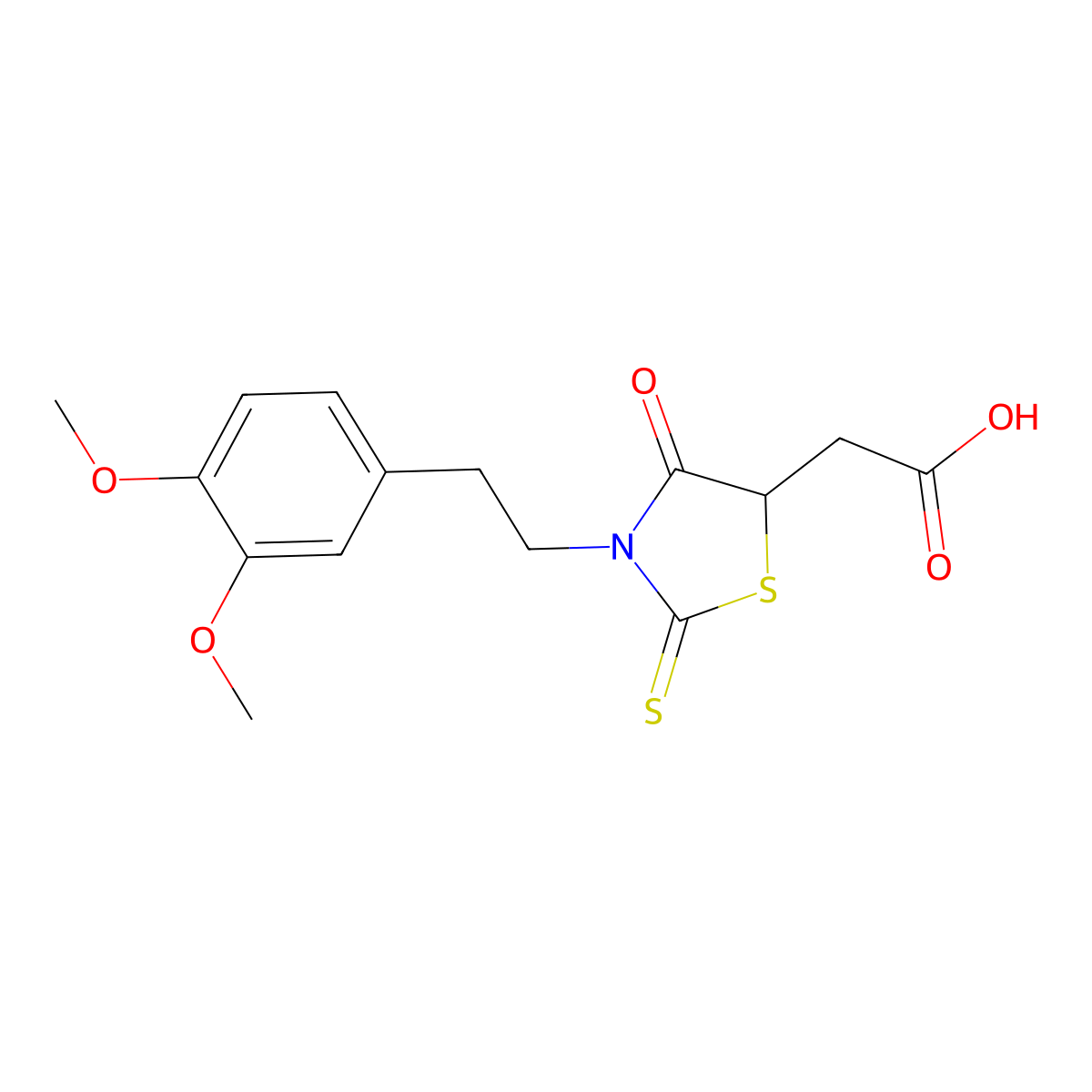 2-(3-(3,4-Dimethoxyphenethyl)-4-oxo-2-thioxothiazolidin-5-yl)acetic acid molecular structure, CAS 1706449-87-7
