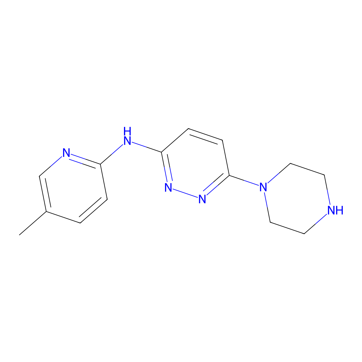 N-(5-methylpyridin-2-yl)-6-(piperazin-1-yl)pyridazin-3-amine molecular structure, CAS 1706449-91-3
