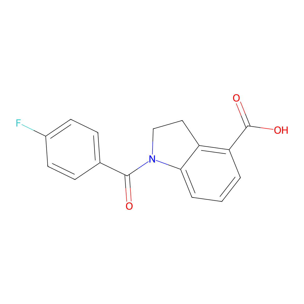 1-(4-fluorobenzoyl)-2,3-dihydro-1H-indole-4-carboxylic acid molecular structure, CAS 1706449-99-1