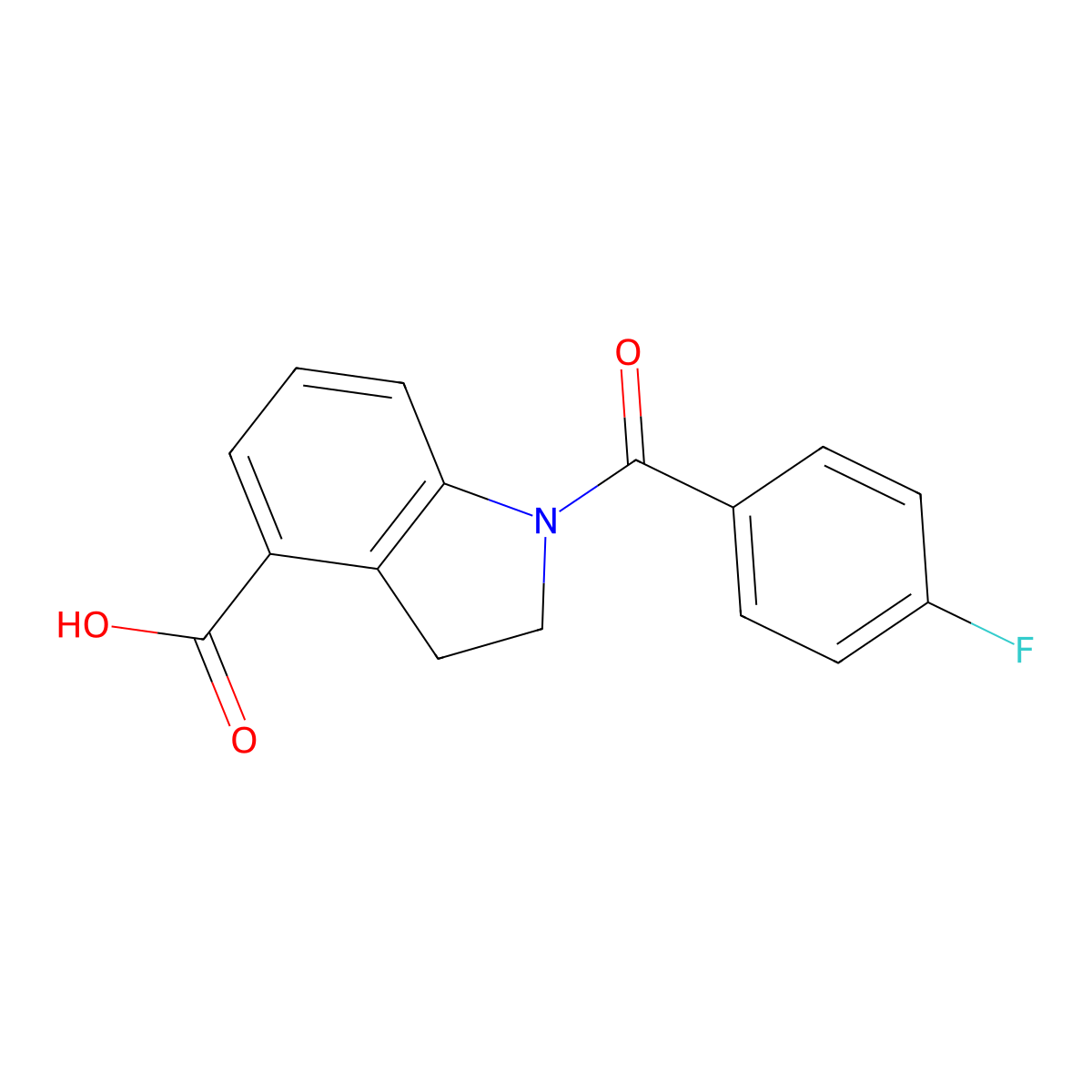 1-(4-fluorobenzoyl)-2,3-dihydro-1H-indole-4-carboxylic acid molecular structure, CAS 1706449-99-1