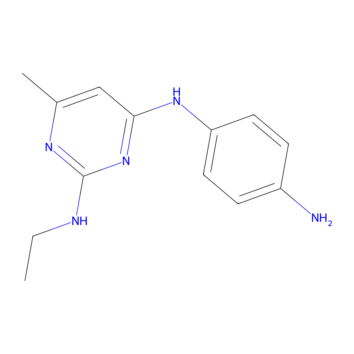 N4-(4-aminophenyl)-N2-ethyl-6-methylpyrimidine-2,4-diamine molecular structure, CAS 1706450-02-3