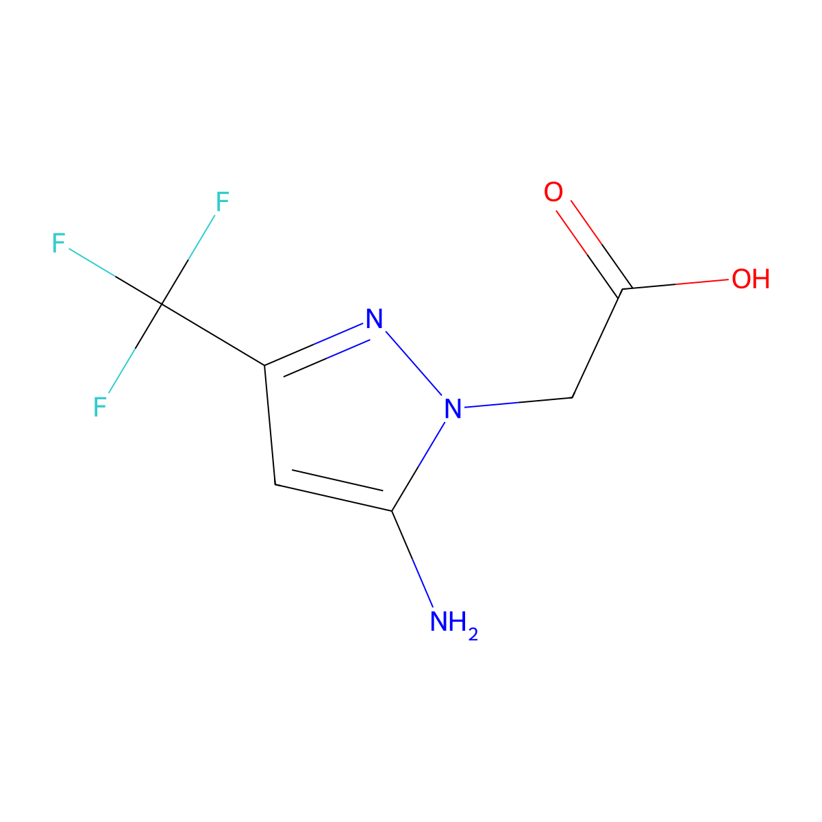 2-(5-amino-3-(trifluoromethyl)-1H-pyrazol-1-yl)acetic acid molecular structure, CAS 1706450-44-3