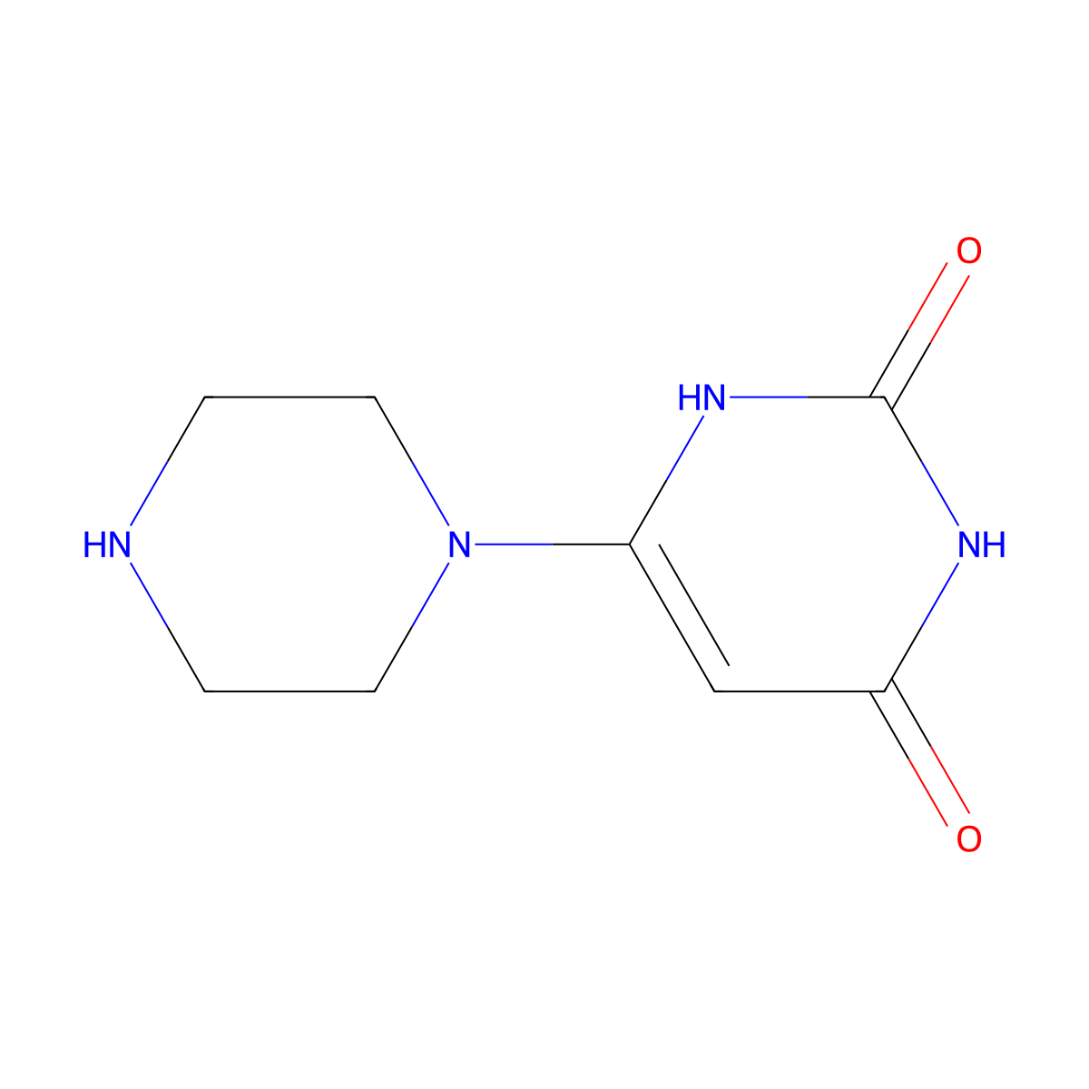 6-(piperazin-1-yl)pyrimidine-2,4(1H,3H)-dione molecular structure, CAS 1706450-60-3