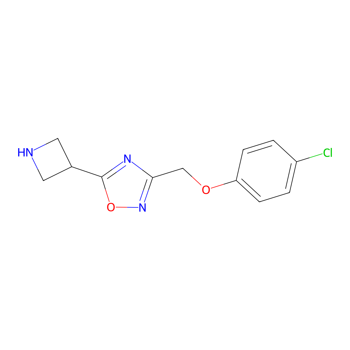 5-(Azetidin-3-yl)-3-((4-chlorophenoxy)methyl)-1,2,4-oxadiazole molecular structure, CAS 1706450-68-1