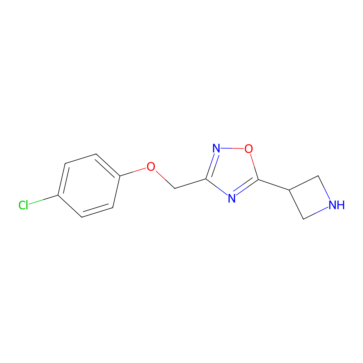 5-(Azetidin-3-yl)-3-((4-chlorophenoxy)methyl)-1,2,4-oxadiazole molecular structure, CAS 1706450-68-1