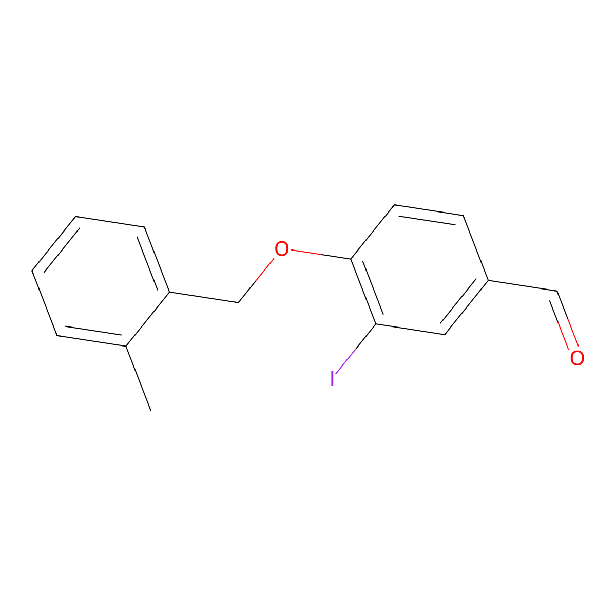 3-Iodo-4-((2-methylbenzyl)oxy)benzaldehyde molecular structure, CAS 1706450-87-4