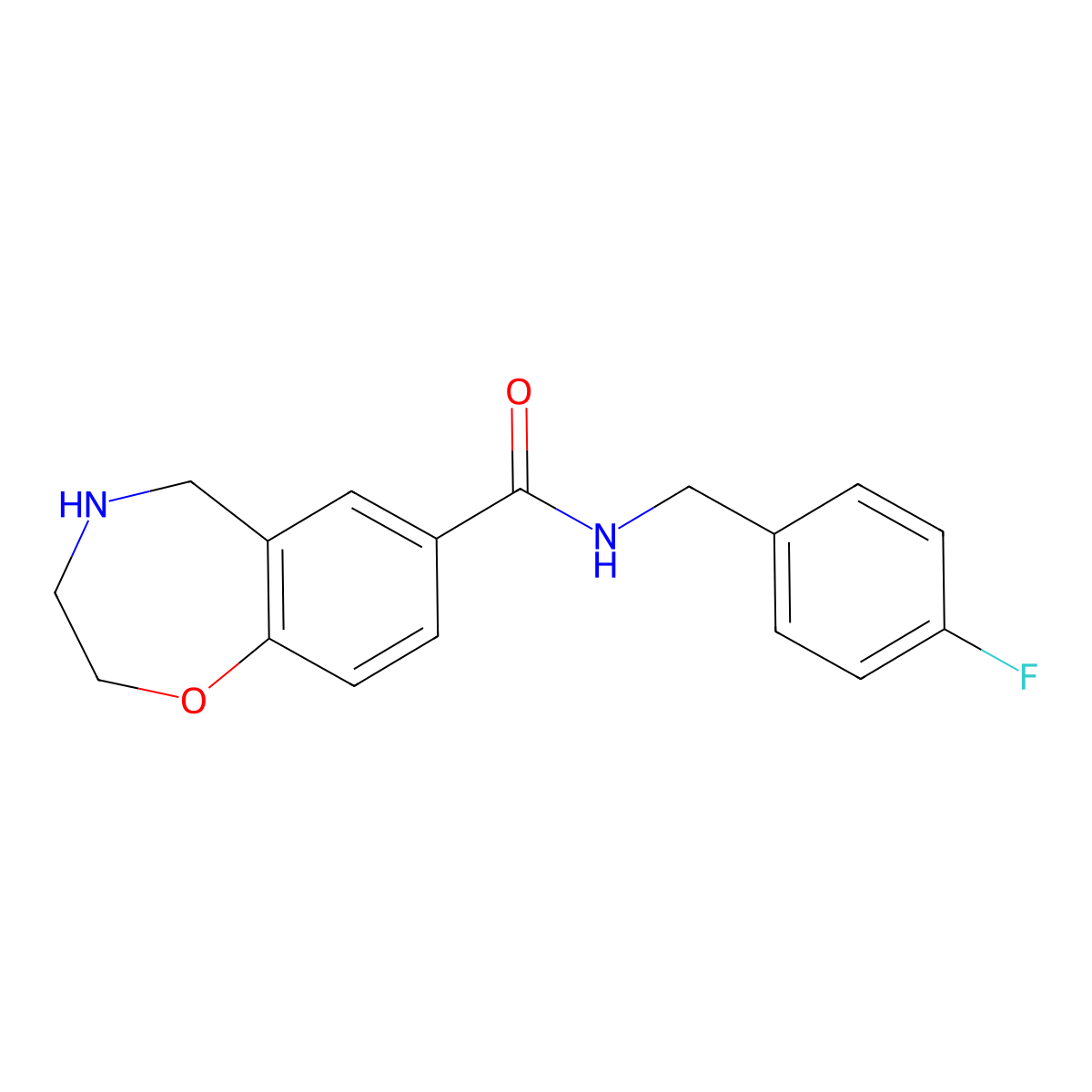 N-[(4-fluorophenyl)methyl]-2,3,4,5-tetrahydro-1,4-benzoxazepine-7-carboxamide molecular structure, CAS 1706451-20-8