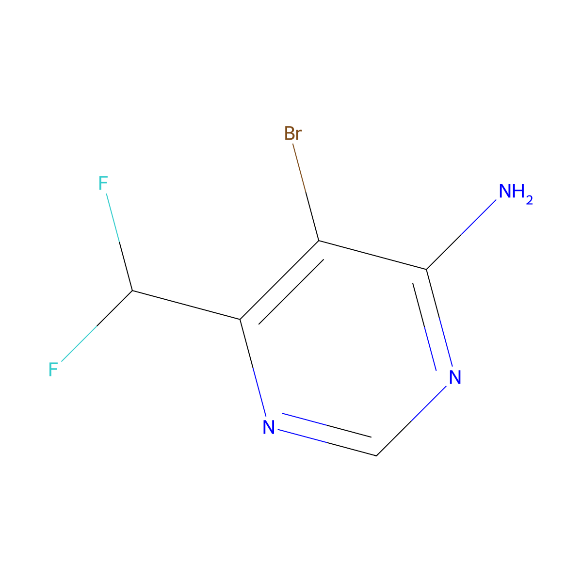 5-Bromo-6-(difluoromethyl)pyrimidin-4-amine molecular structure, CAS 1706451-58-2