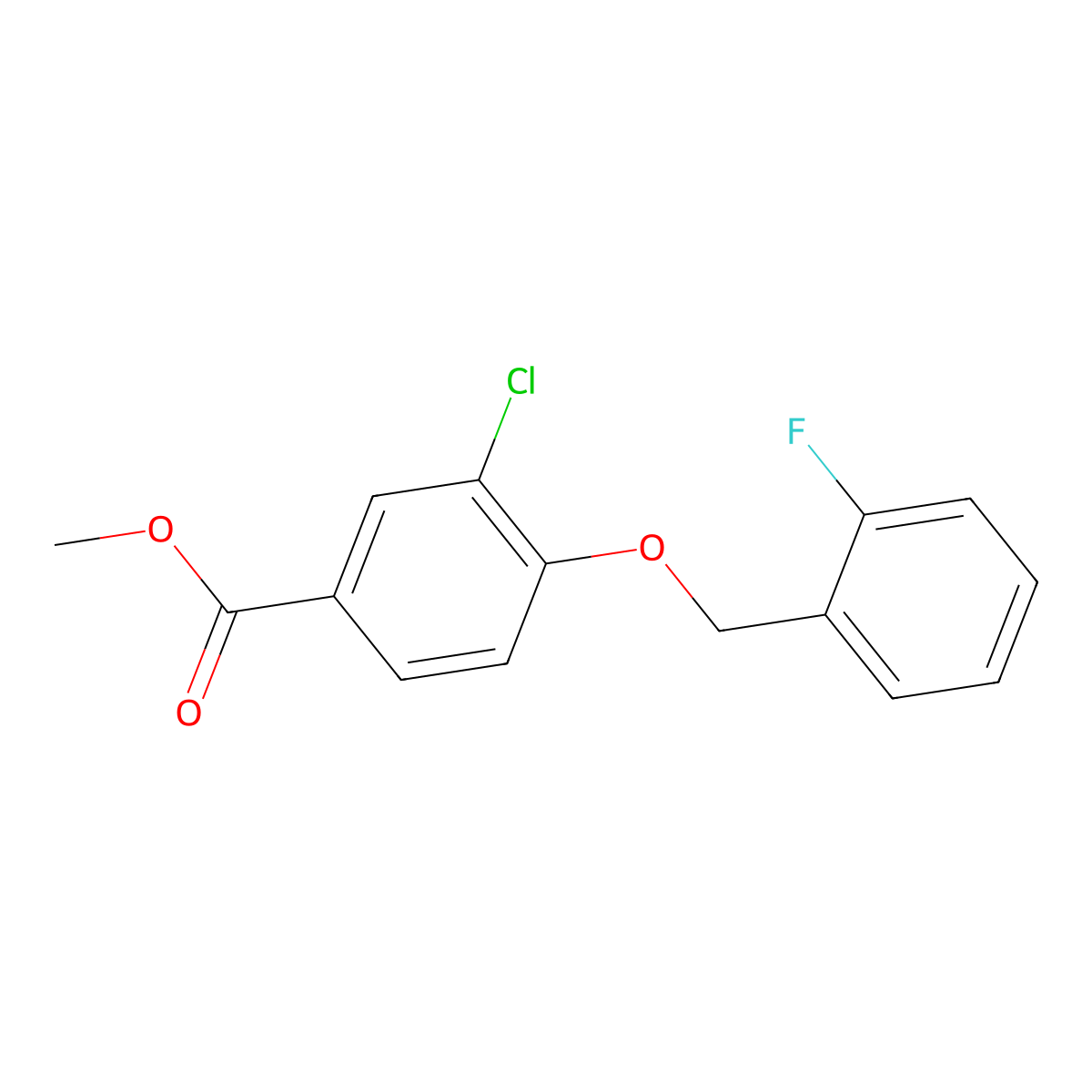 Methyl 3-chloro-4-((2-fluorobenzyl)oxy)benzoate molecular structure, CAS 1706451-64-0