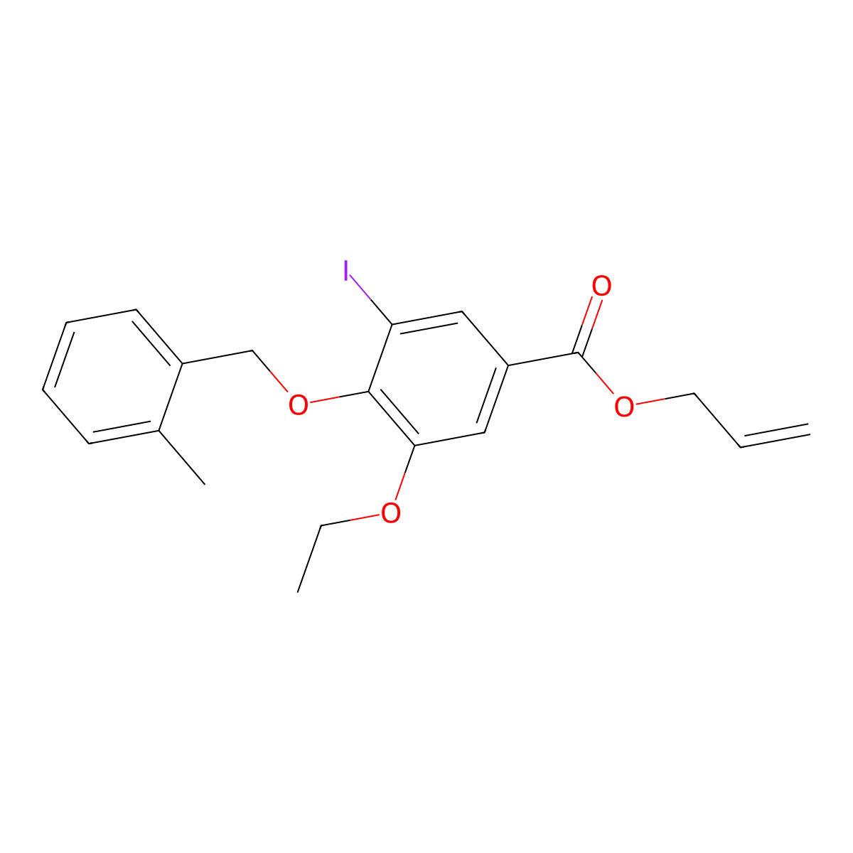 Allyl 3-ethoxy-5-iodo-4-[(2-methylbenzyl)oxy]benzoate molecular structure, CAS 1706451-88-8