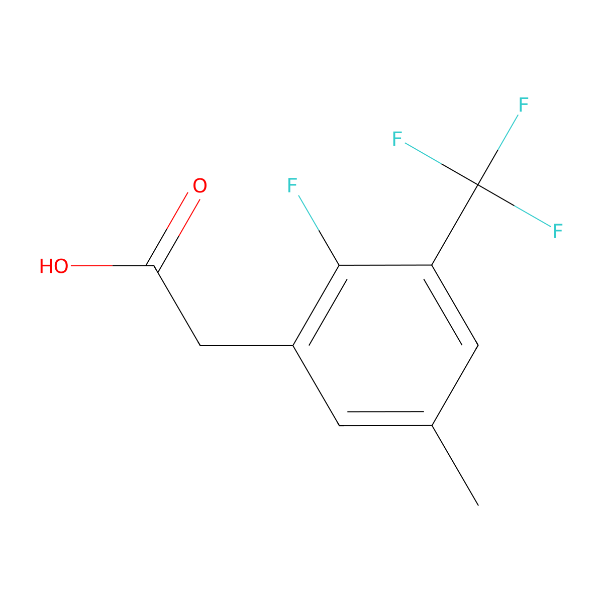 2-Fluoro-5-methyl-3-(trifluoromethyl)phenylacetic acid molecular structure, CAS 1706452-86-9