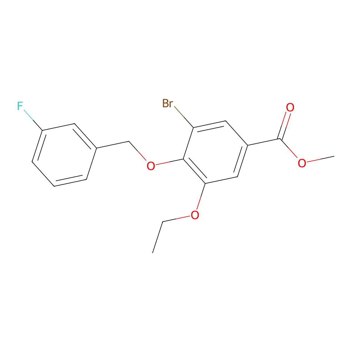 Methyl 3-bromo-5-ethoxy-4-((3-fluorobenzyl)oxy)benzoate molecular structure, CAS 1706453-01-1