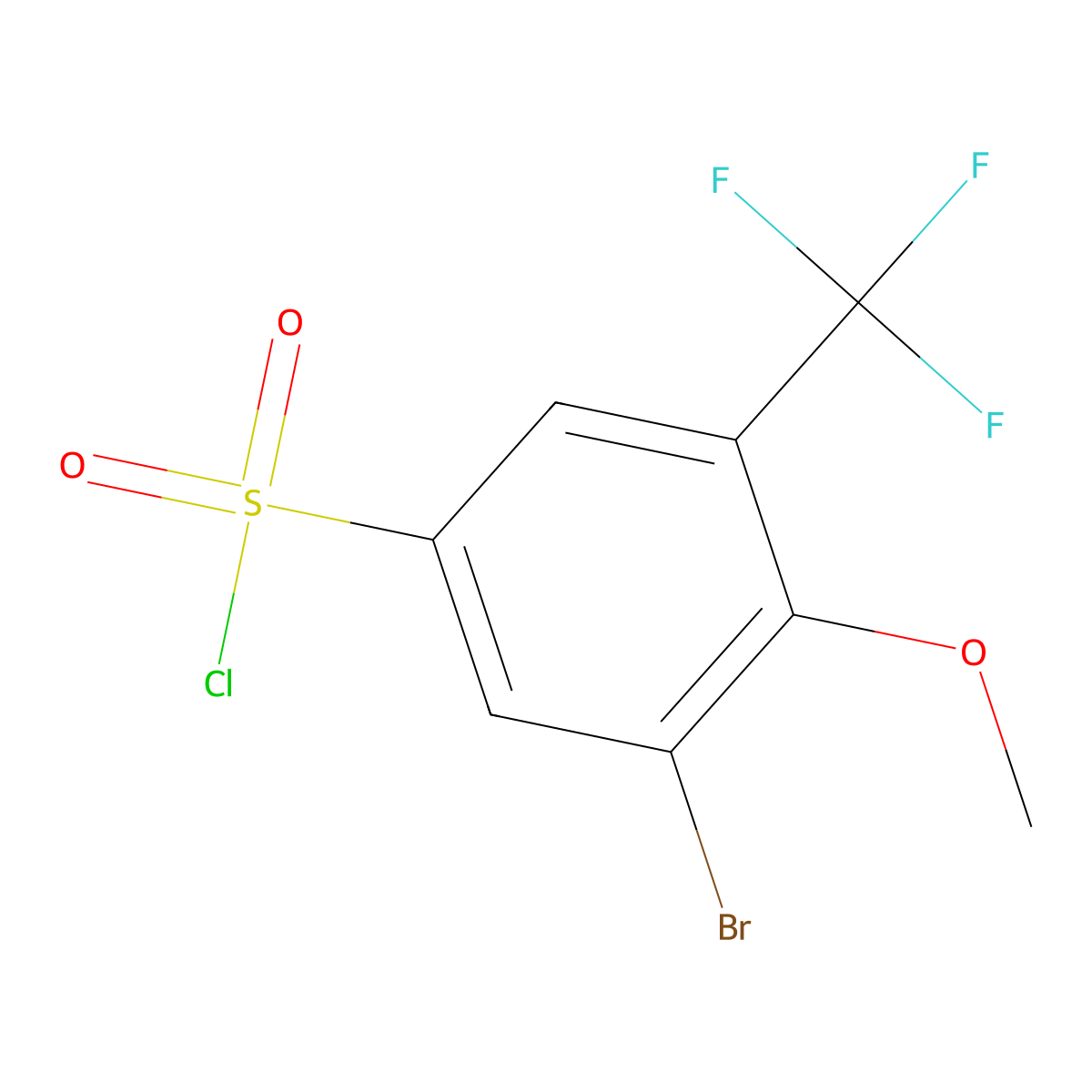 3-Bromo-4-methoxy-5-(trifluoromethyl)benzenesulfonyl chloride molecular structure, CAS 1706453-20-4