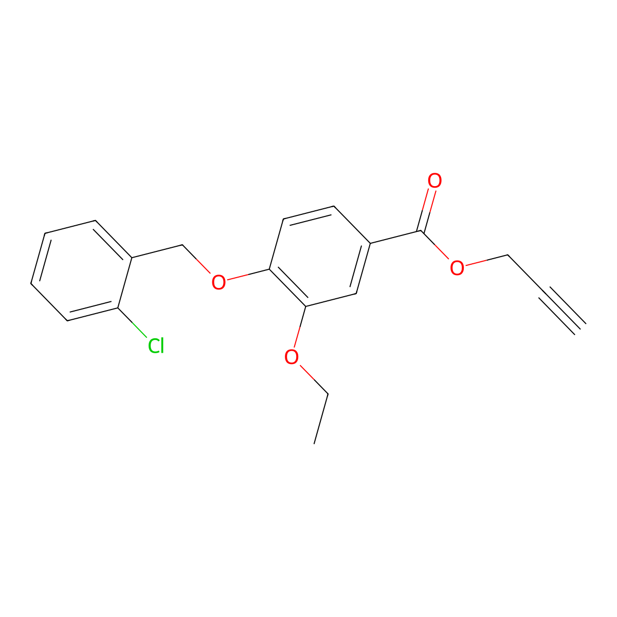 Prop-2-yn-1-yl 4-((2-chlorobenzyl)oxy)-3-ethoxybenzoate molecular structure, CAS 1706453-53-3