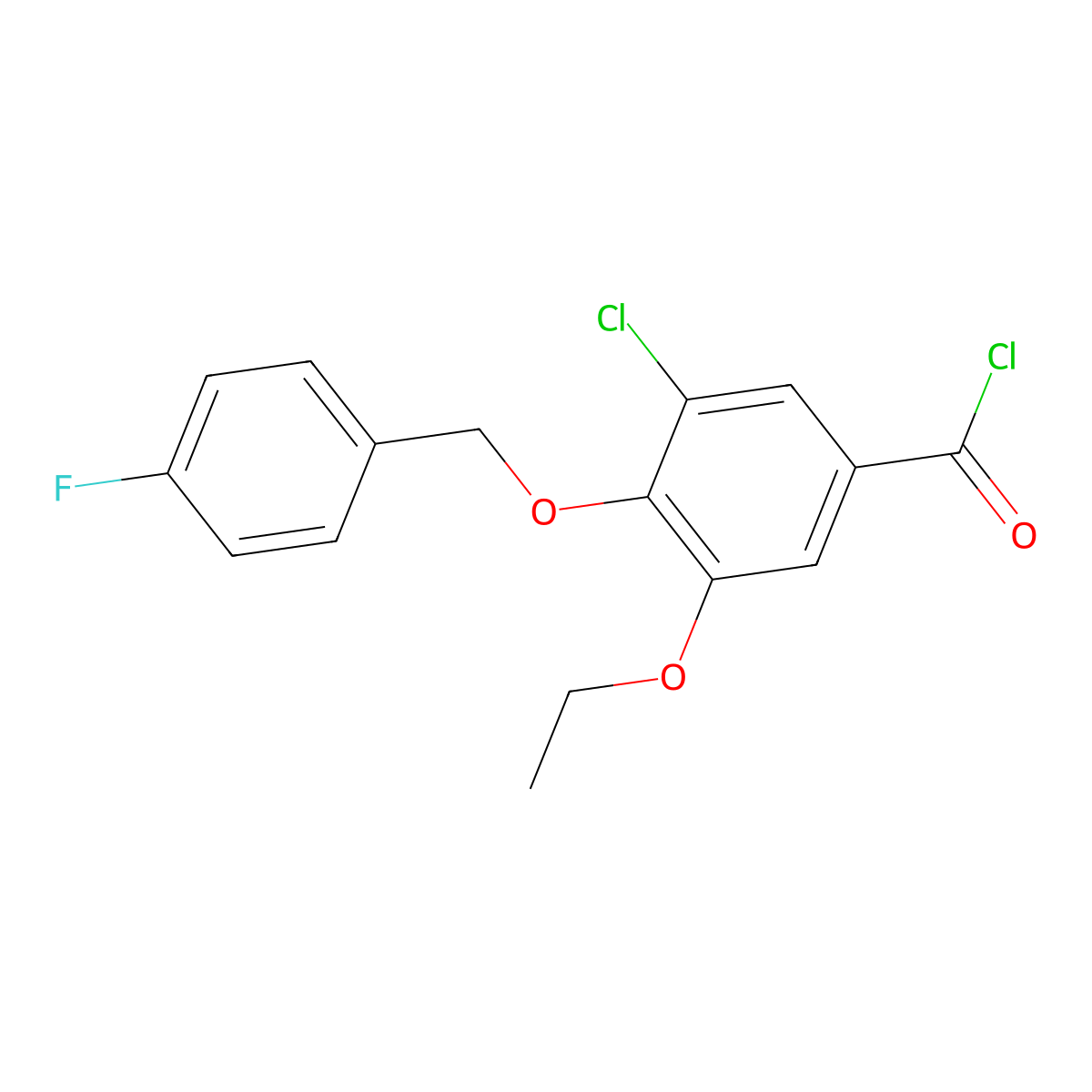 3-Chloro-5-ethoxy-4-[(4-fluorobenzyl)oxy]benzoyl chloride molecular structure, CAS 1706453-85-1