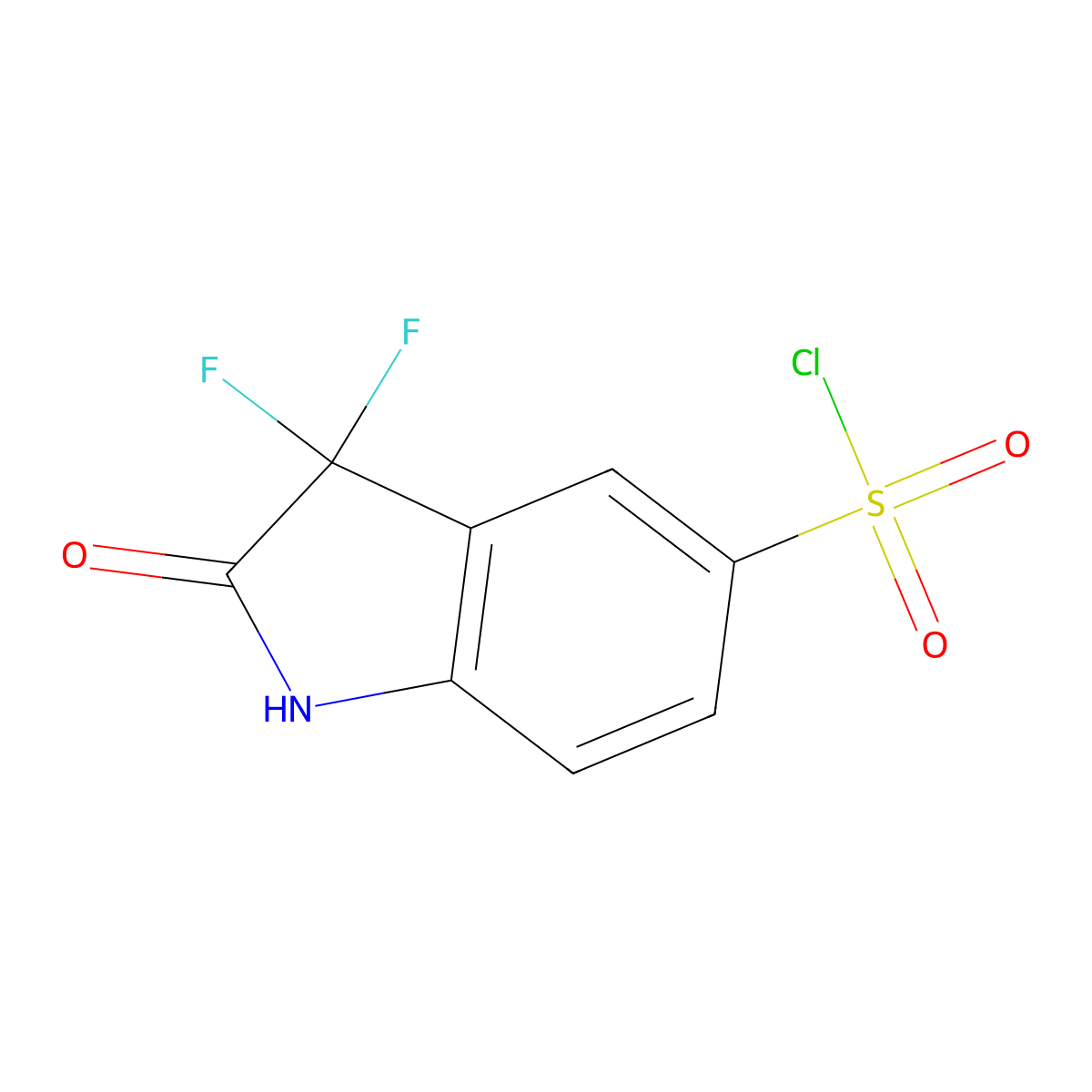 3,3-Difluoro-2-oxo-2,3-dihydro-1H-indole-5-sulfonyl chloride molecular structure, CAS 1706454-18-3