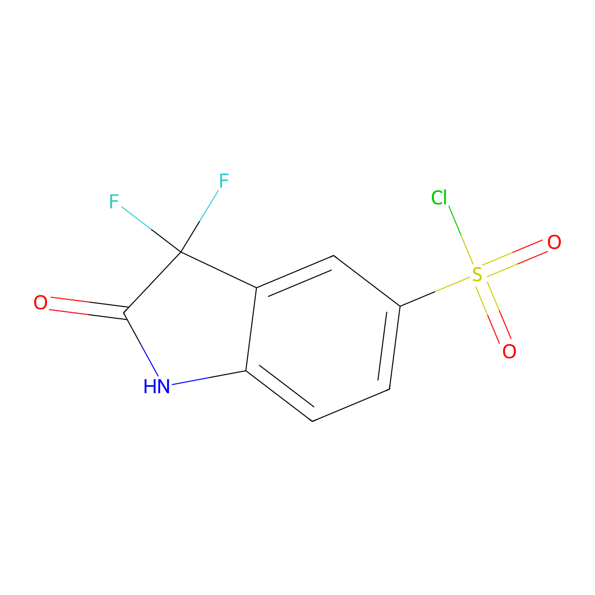 3,3-Difluoro-2-oxo-2,3-dihydro-1H-indole-5-sulfonyl chloride molecular structure, CAS 1706454-18-3