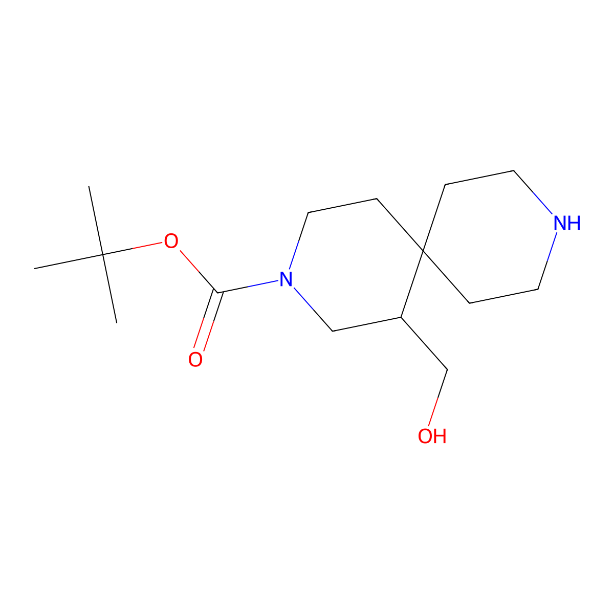 tert-Butyl 1-(hydroxymethyl)-3,9-diazaspiro[5.5]undecane-3-carboxylate molecular structure, CAS 1706455-11-9