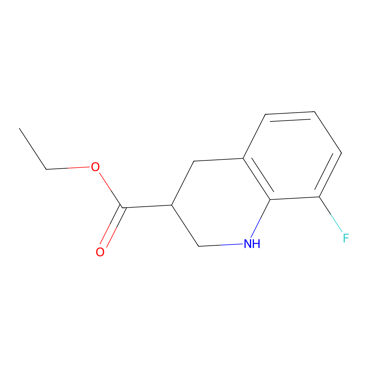 Ethyl 8-fluoro-1,2,3,4-tetrahydroquinoline-3-carboxylate molecular structure, CAS 1706455-12-0