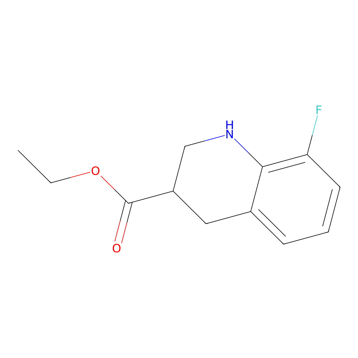 Ethyl 8-fluoro-1,2,3,4-tetrahydroquinoline-3-carboxylate molecular structure, CAS 1706455-12-0