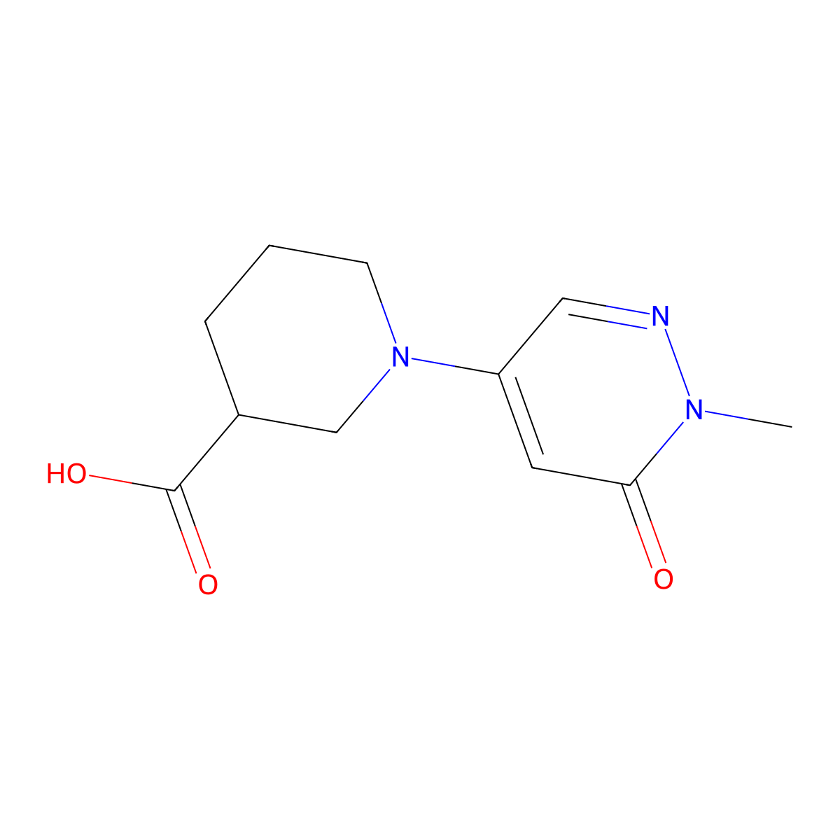 1-(1-Methyl-6-oxo-1,6-dihydropyridazin-4-yl)piperidine-3-carboxylic acid molecular structure, CAS 1706455-37-9