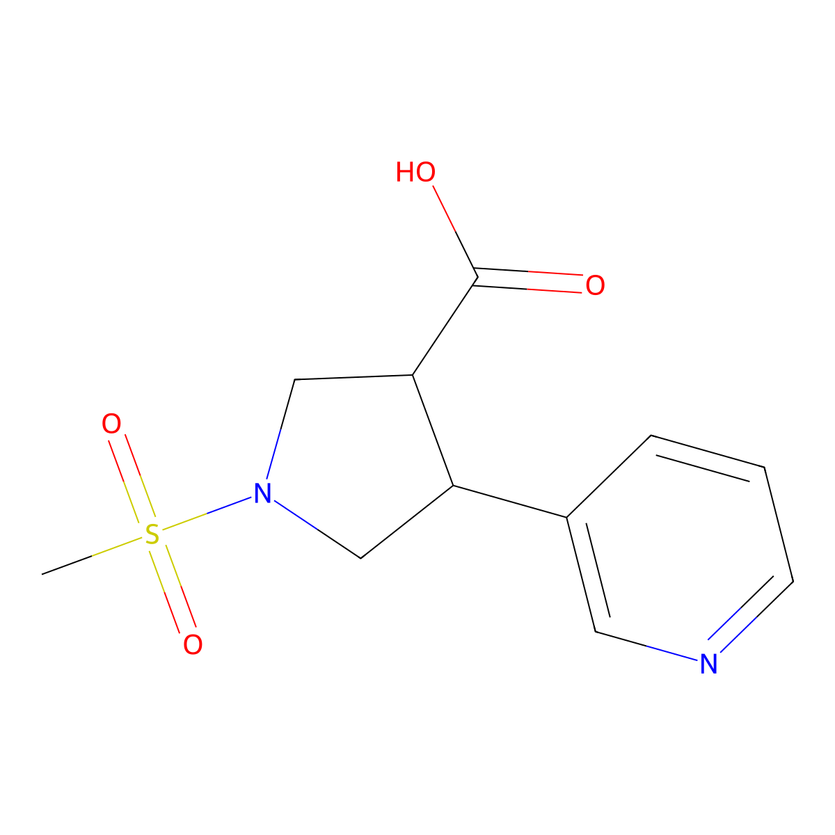(3S,4R)-1-(methylsulfonyl)-4-(3-pyridyl)tetrahydro-1H-pyrrole-3-carboxylic acid molecular structure, CAS 1706455-43-7