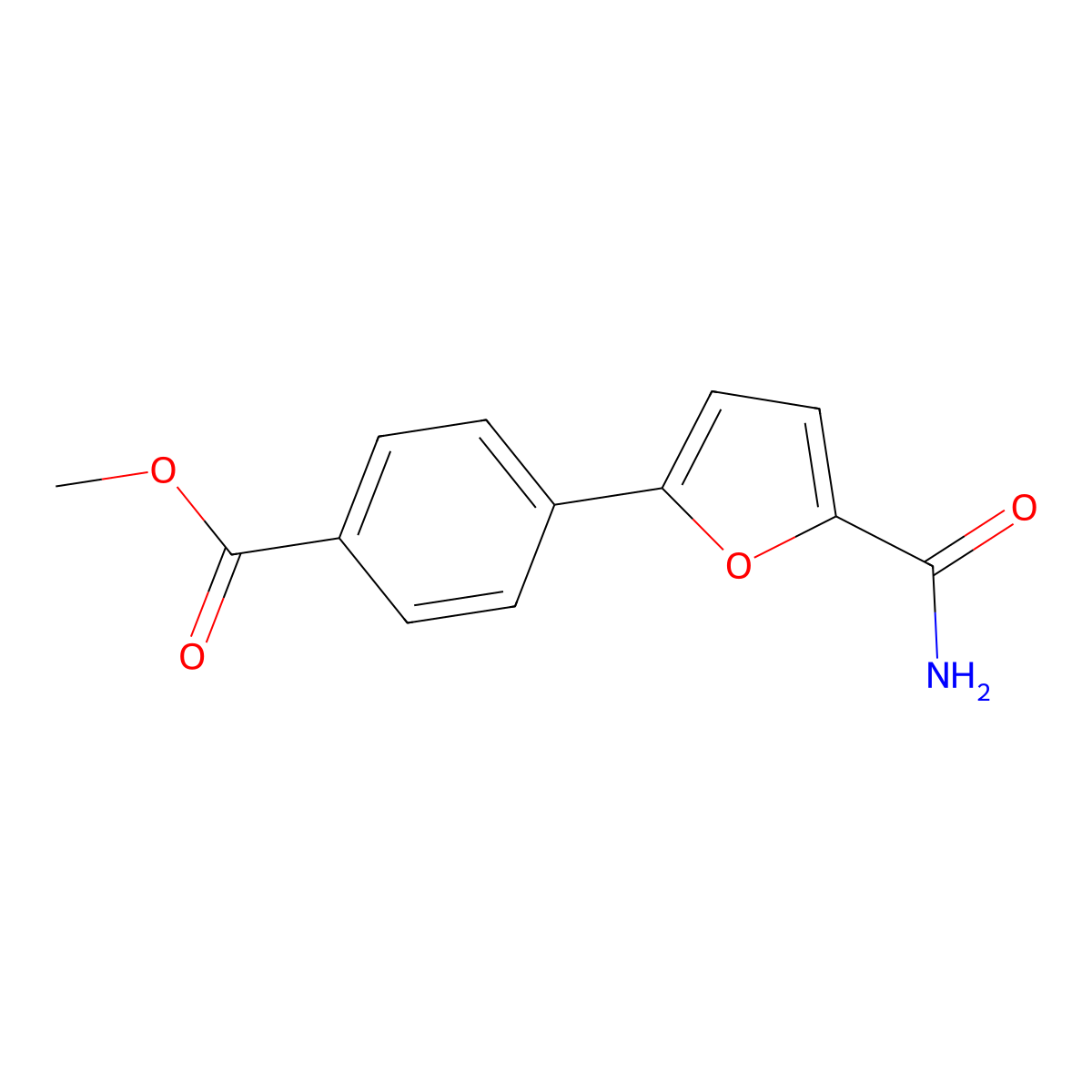 Methyl 4-(5-carbamoylfuran-2-yl)benzoate molecular structure, CAS 1706455-76-6
