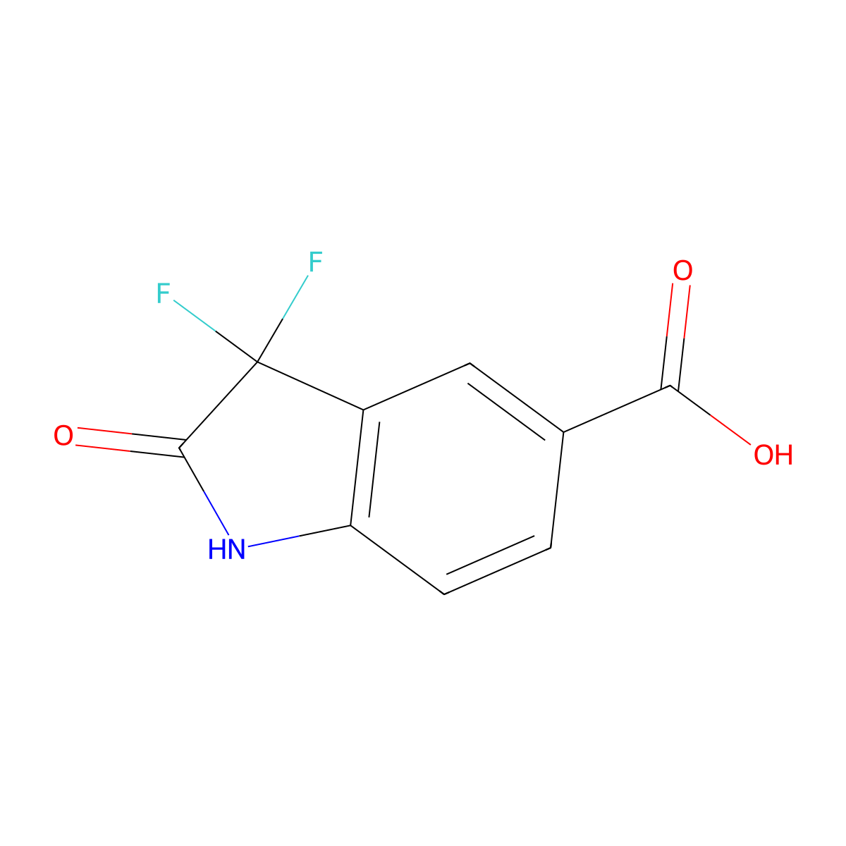 3,3-Difluoro-2-oxoindoline-5-carboxylic acid molecular structure, CAS 1706456-26-9