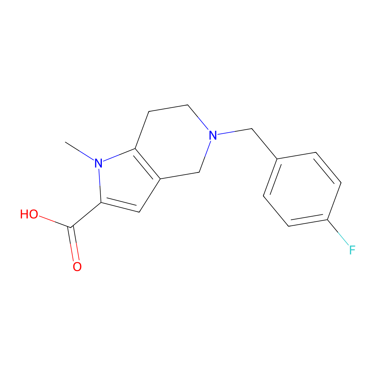 5-(4-fluorobenzyl)-1-methyl-4,5,6,7-tetrahydro-1H-pyrrolo[3,2-c]pyridine-2-carboxylic acid molecular structure, CAS 1706456-27-0