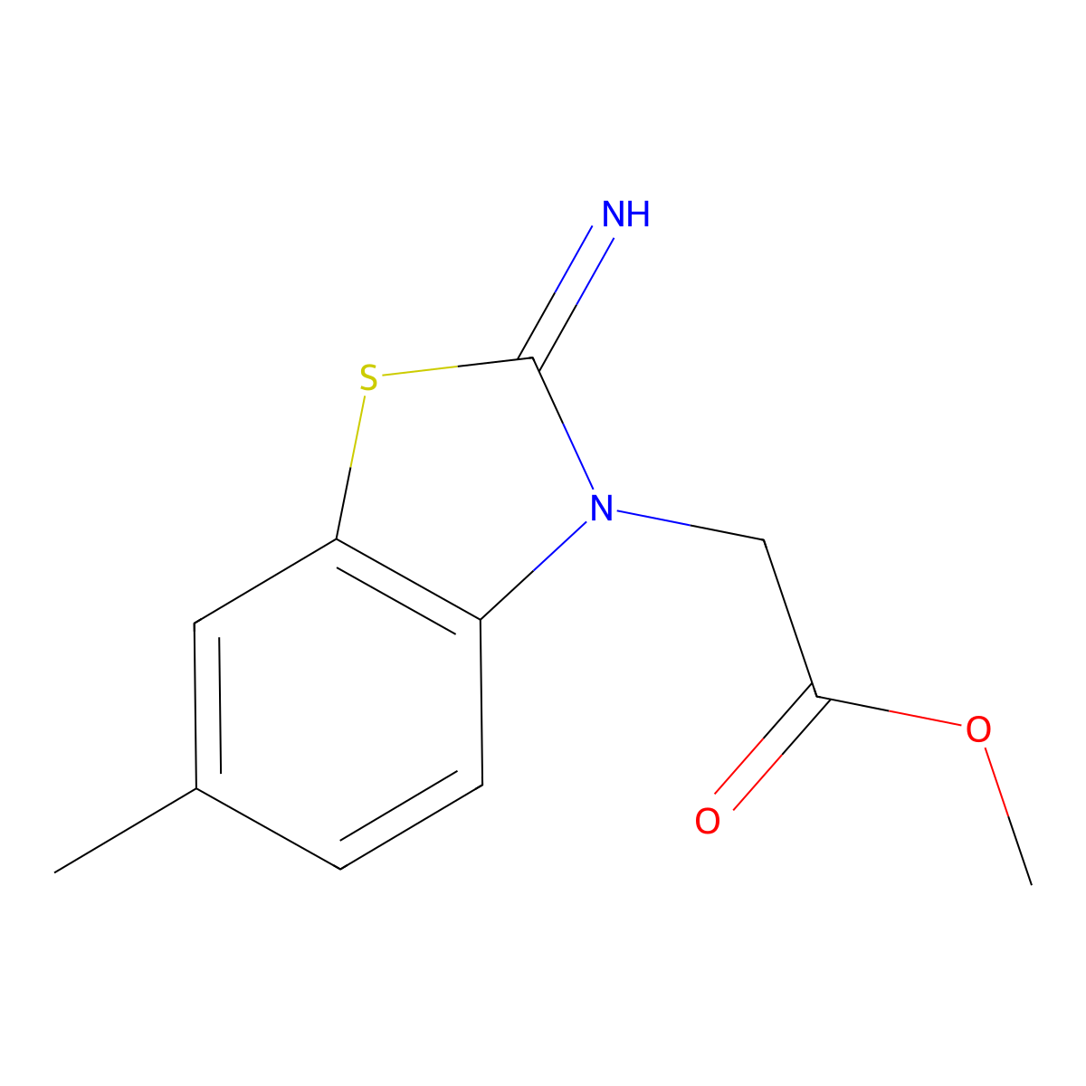 Methyl 2-(2-imino-6-methyl-2,3-dihydro-1,3-benzothiazol-3-yl)acetate molecular structure, CAS 1706456-78-1