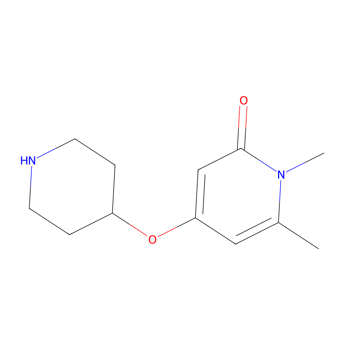 1,6-Dimethyl-4-(piperidin-4-yloxy)-1,2-dihydropyridin-2-one molecular structure, CAS 1706457-58-0