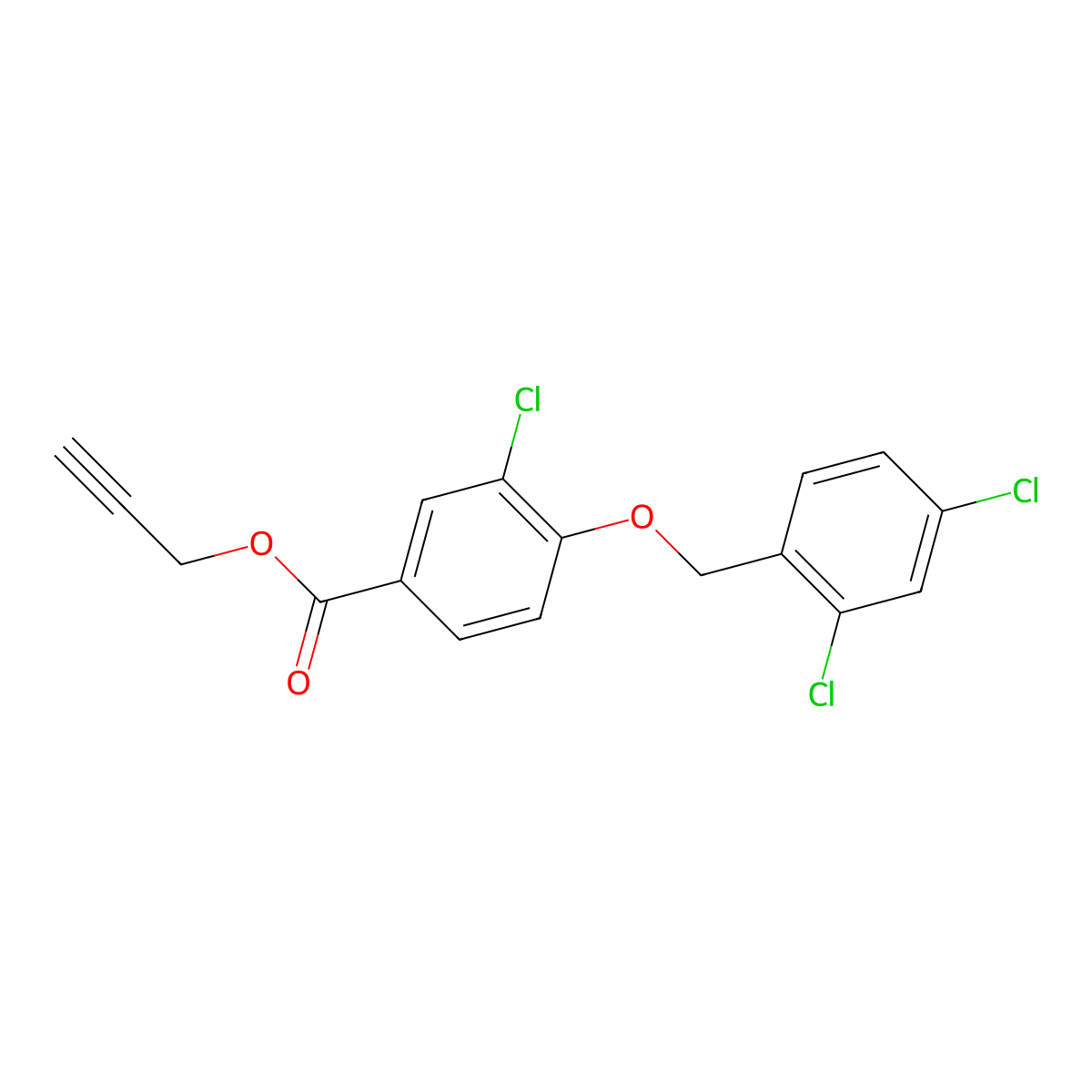 Prop-2-yn-1-yl 3-chloro-4-((2,4-dichlorobenzyl)oxy)benzoate molecular structure, CAS 1706457-64-8