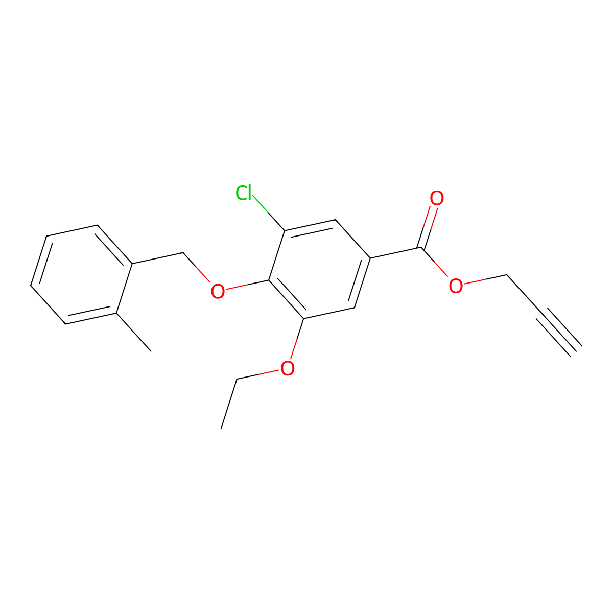 Prop-2-yn-1-yl 3-chloro-5-ethoxy-4-[(2-methylbenzyl)oxy]benzoate molecular structure, CAS 1706457-82-0